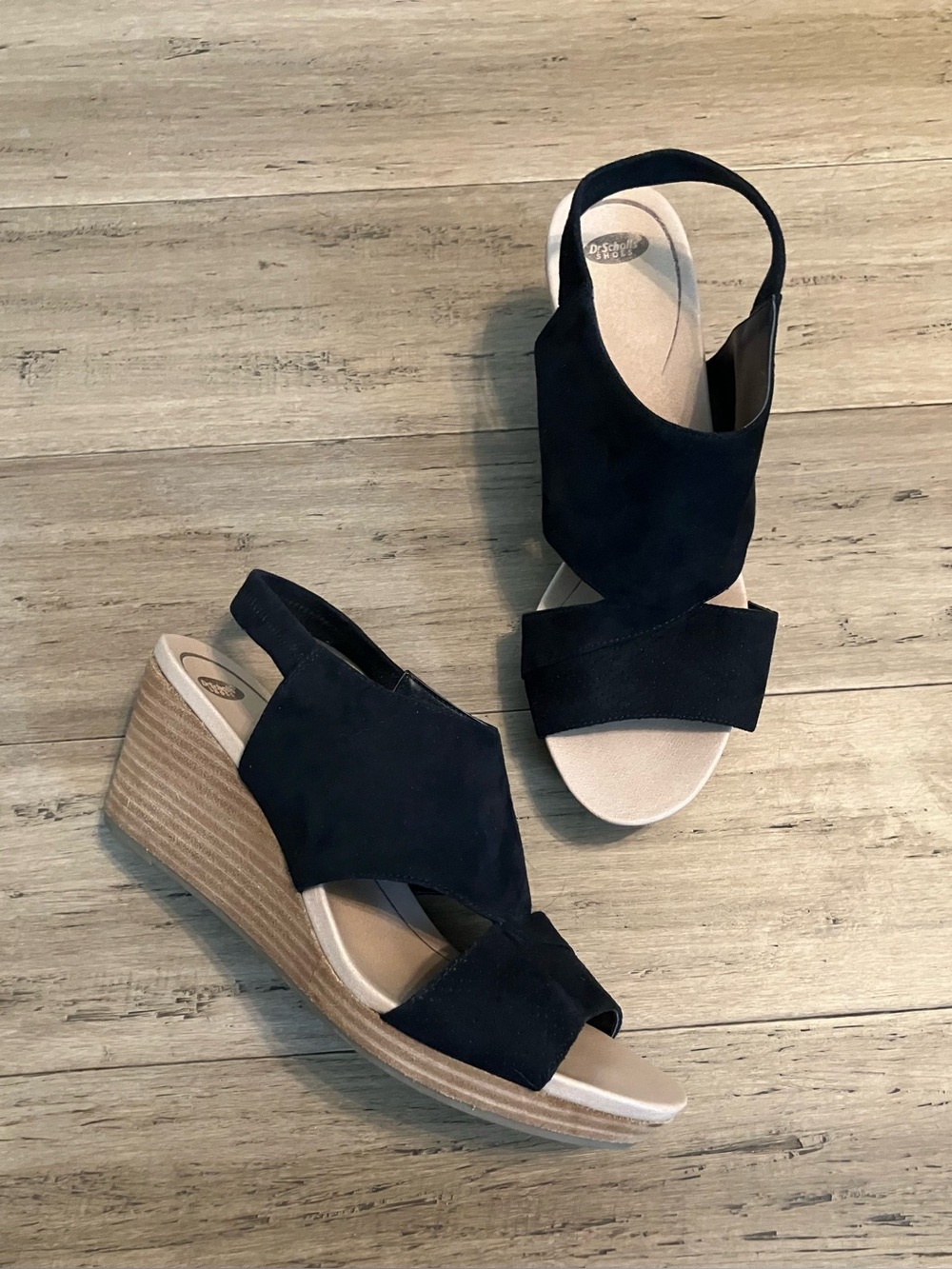 Dr. Scholl’s black wedge heel slingback women’s shoes size 9.5